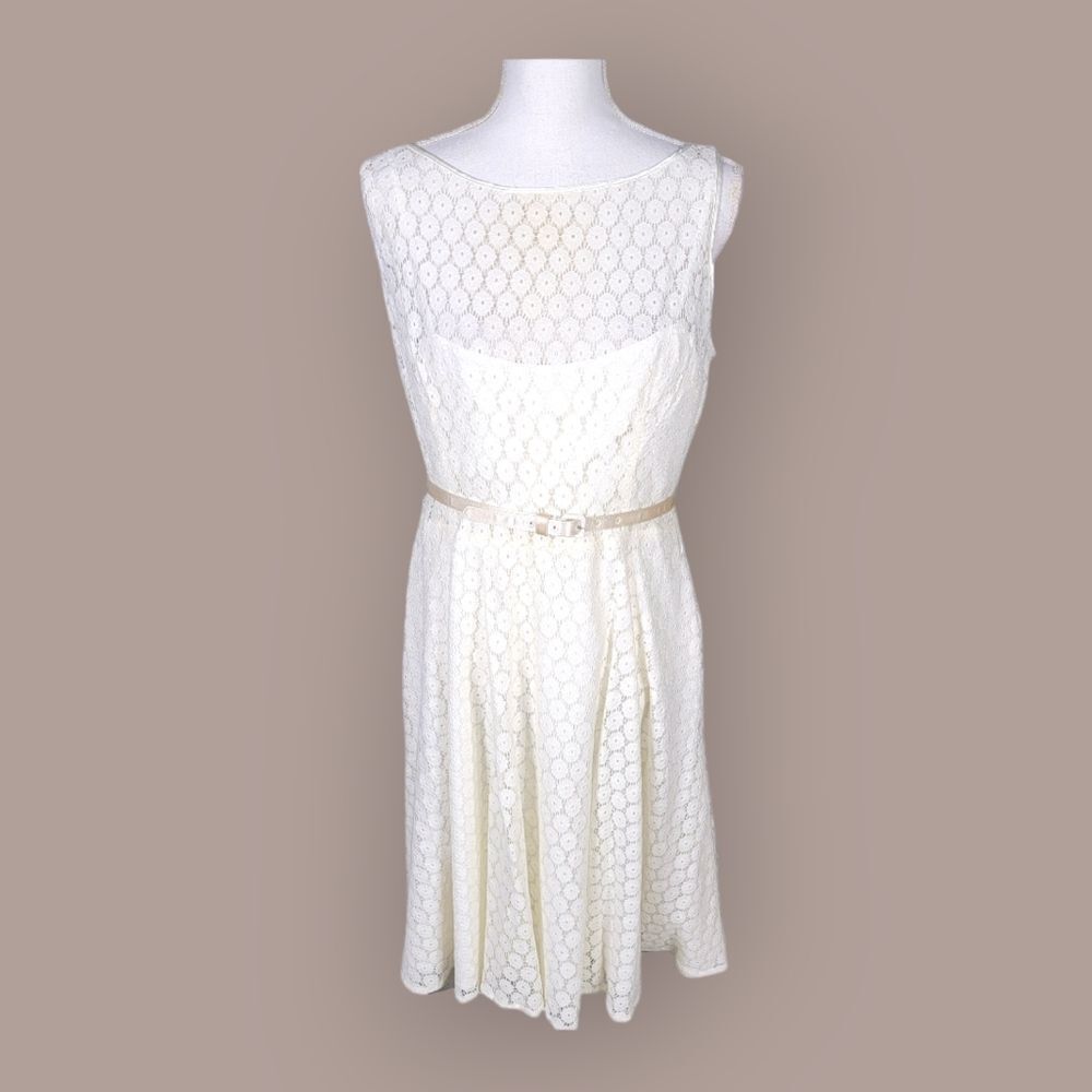 Vtg Evan Picone Dress Size 14 M/L Ivory Lace Courthouse Wedding